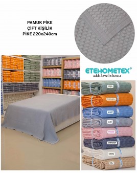 ETEHOMETEX HAVUZLU PİKE ÇİFT KİŞİLİK 220x240cm GRİ 8696474231653